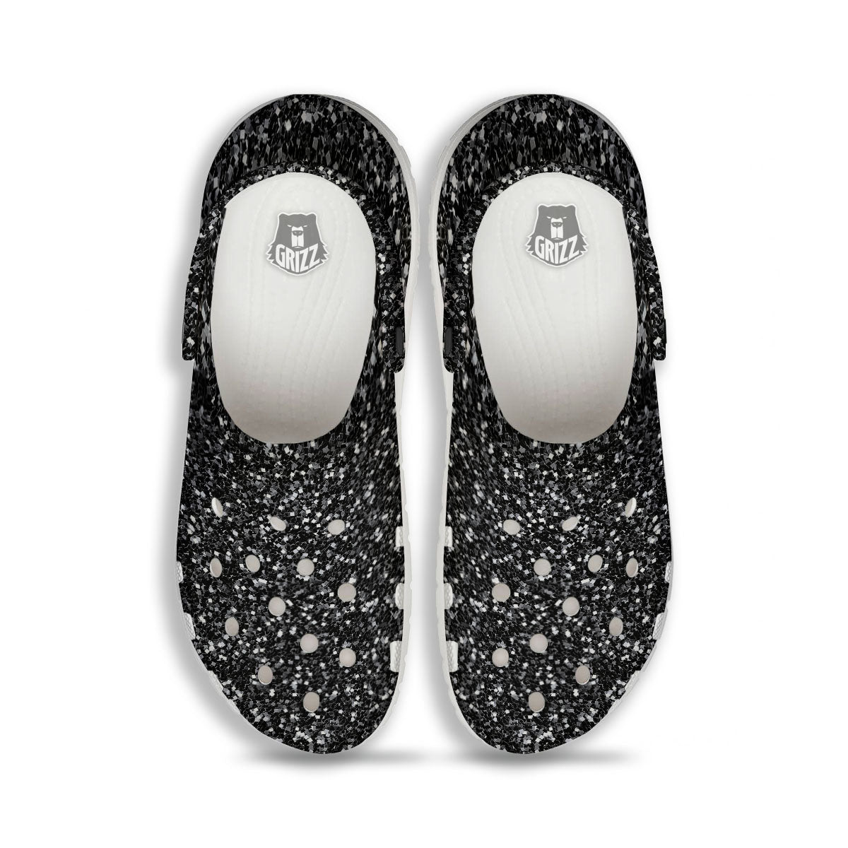 Texture Black Glitter Print Clog-grizzshop