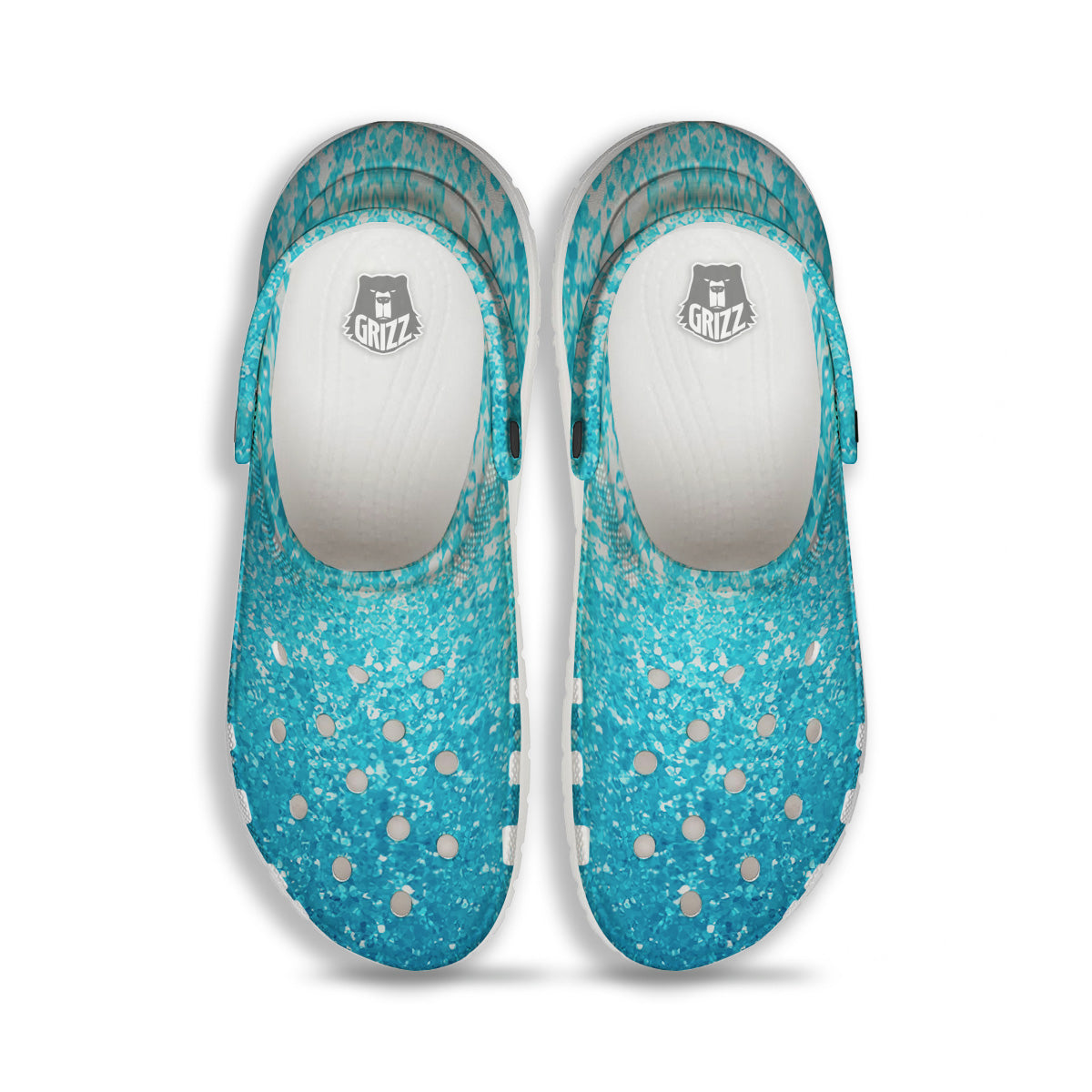 Texture Blue Glitter Print Clog-grizzshop