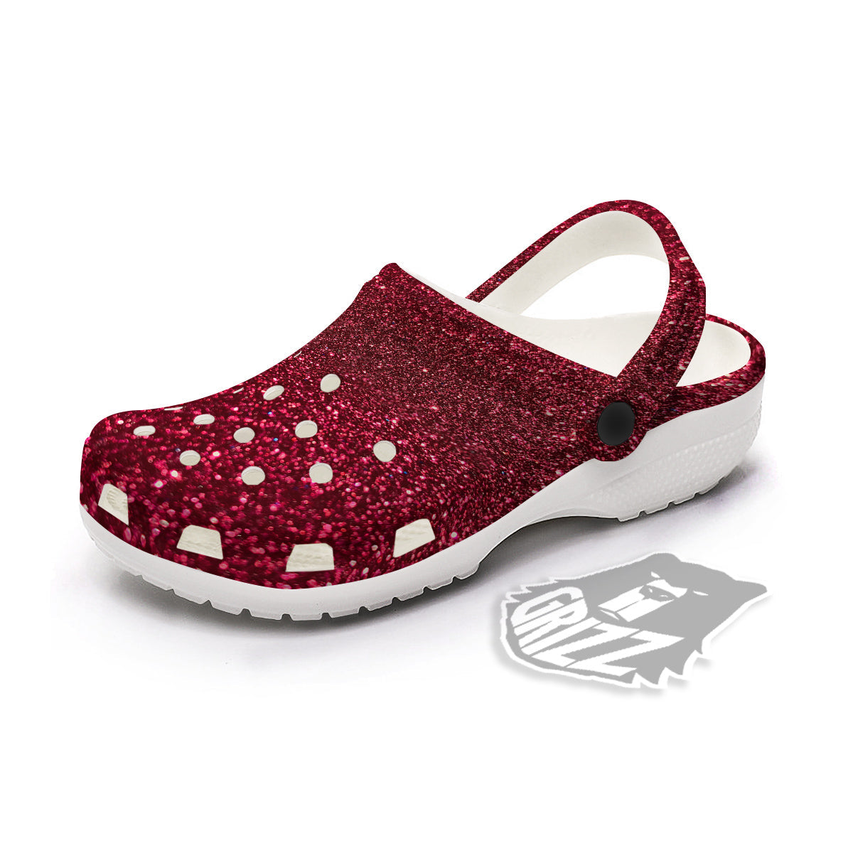 Texture Burgundy Glitter Print Clog-grizzshop