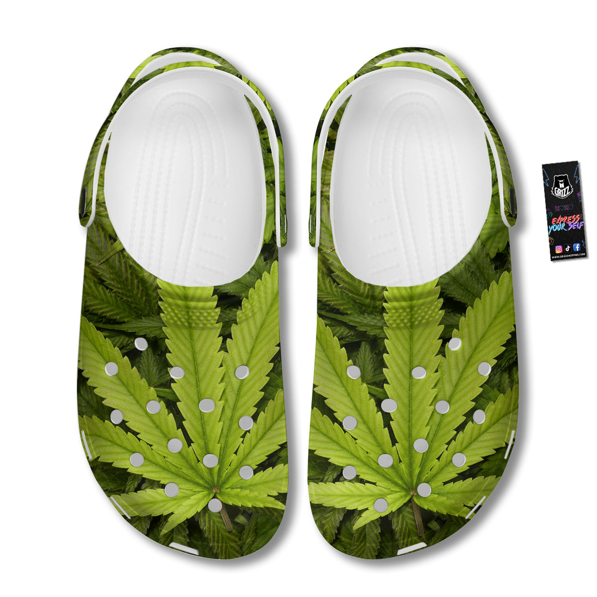 Texture Cannabis Print Clog-grizzshop