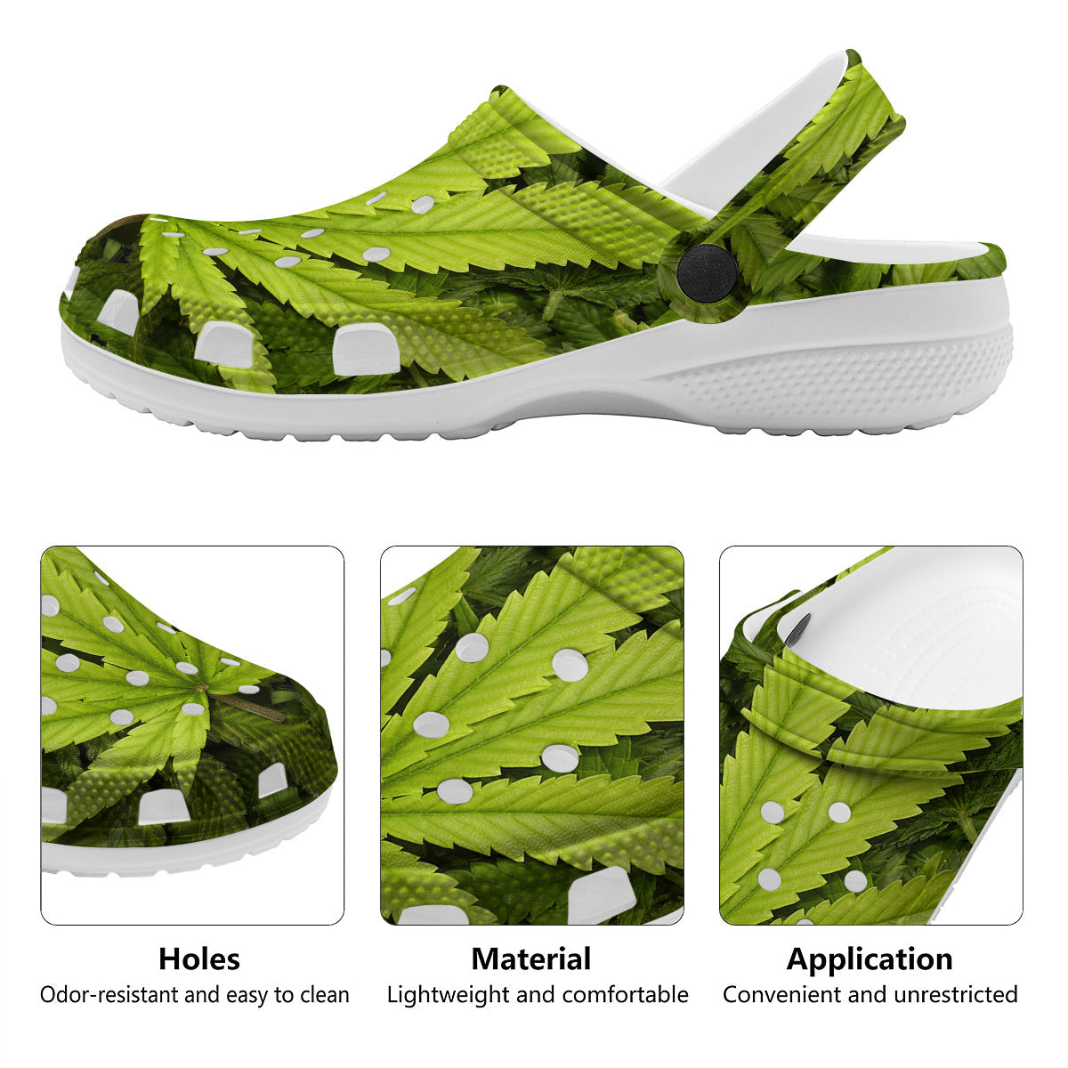 Texture Cannabis Print Clog-grizzshop