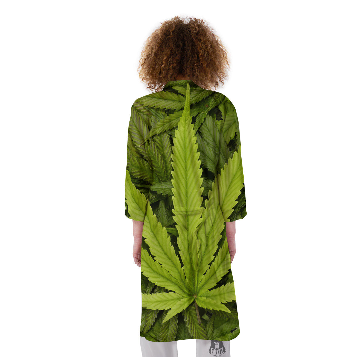 Texture Cannabis Print Kimono-grizzshop