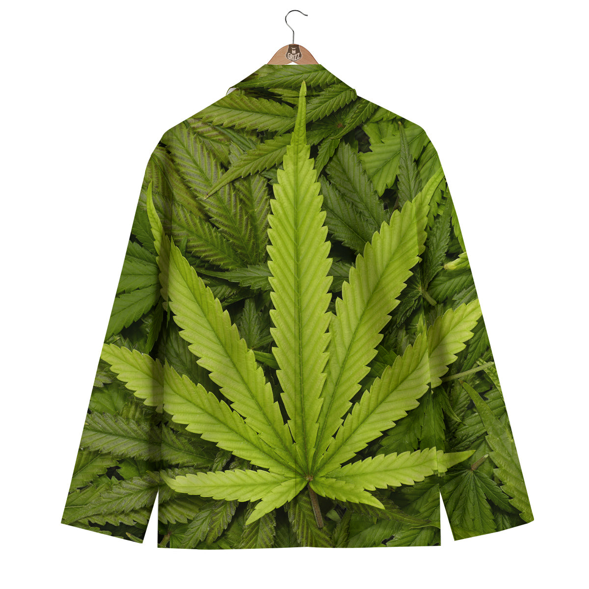 Texture Cannabis Print Men's Blazer-grizzshop
