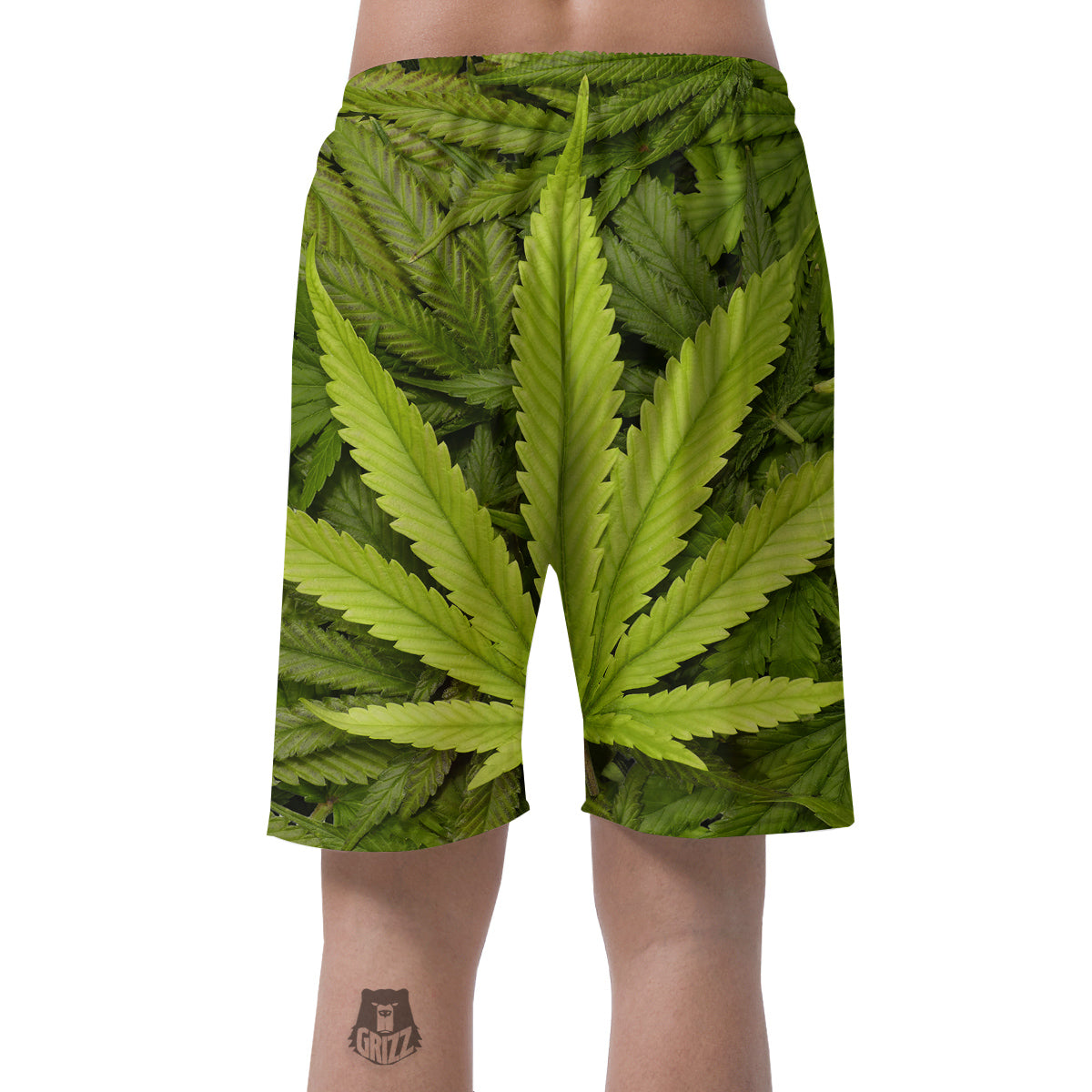 Texture Cannabis Print Men's Shorts-grizzshop