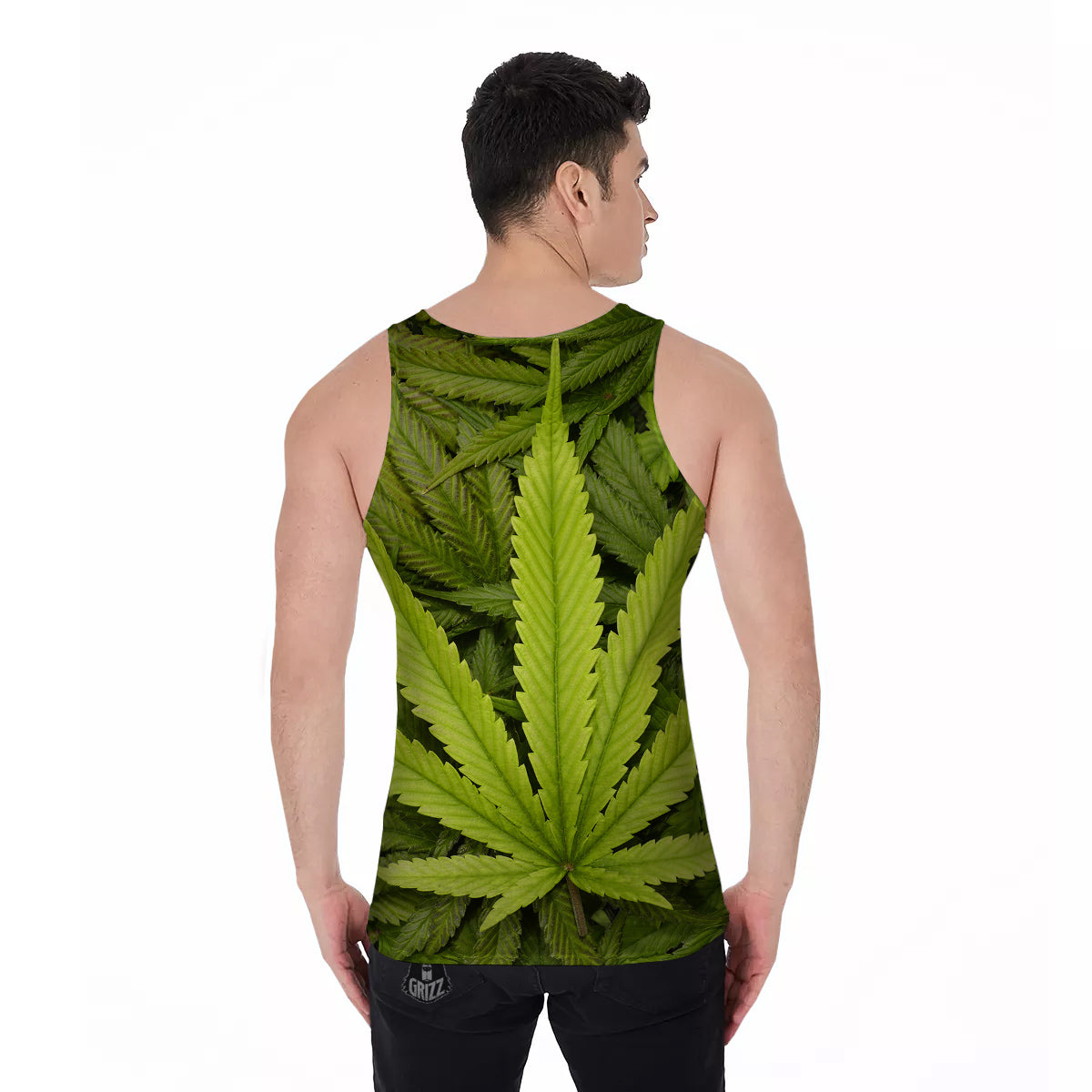 Texture Cannabis Print Men's Tank Top-grizzshop