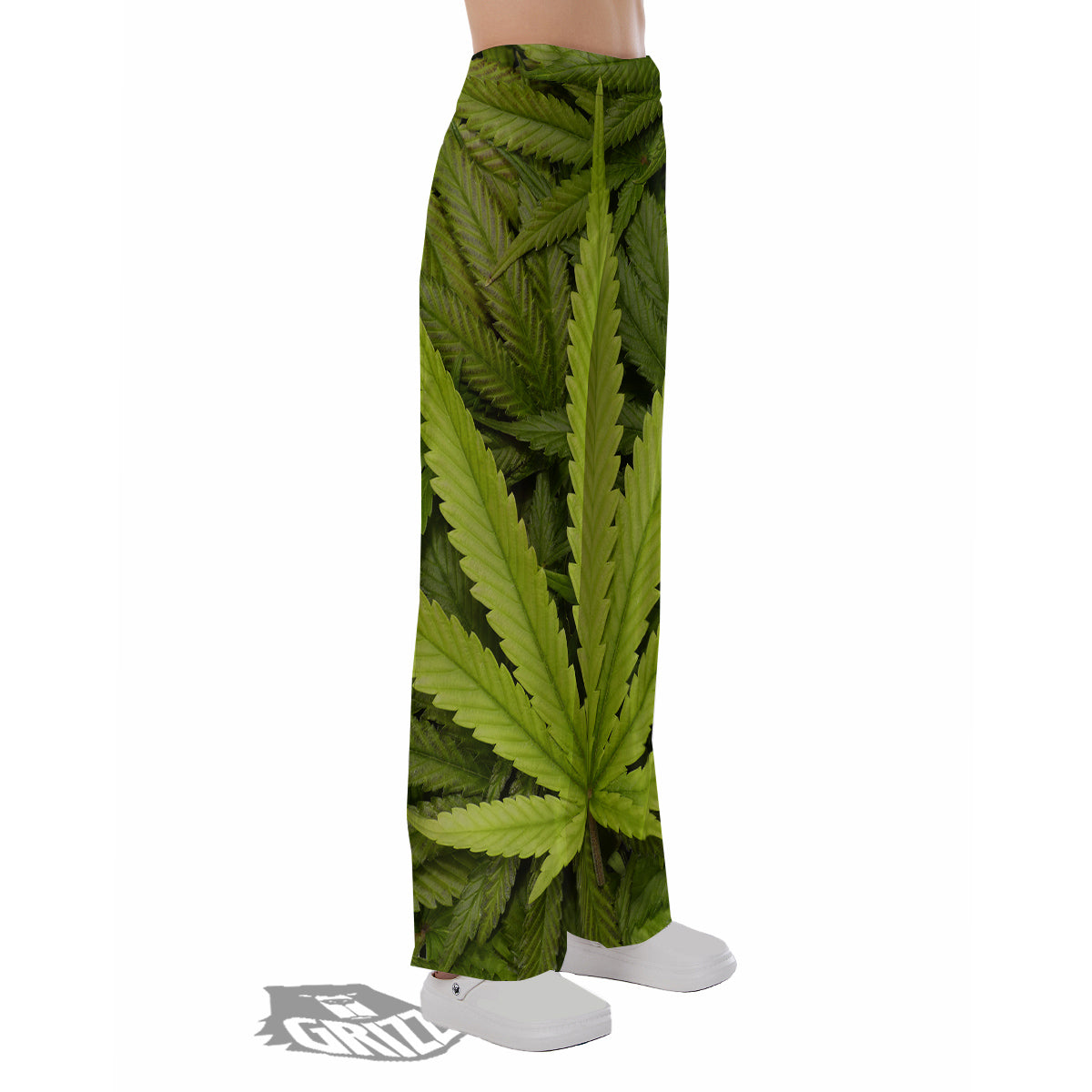 Texture Cannabis Print Pajama Pants-grizzshop