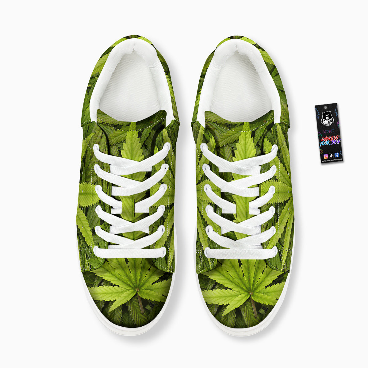 Texture Cannabis Print Platform Shoes-grizzshop