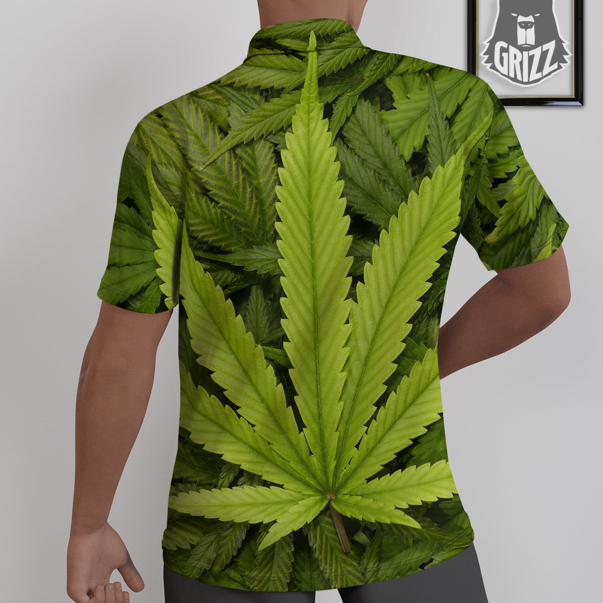 Texture Cannabis Print Untucked Shirts-grizzshop