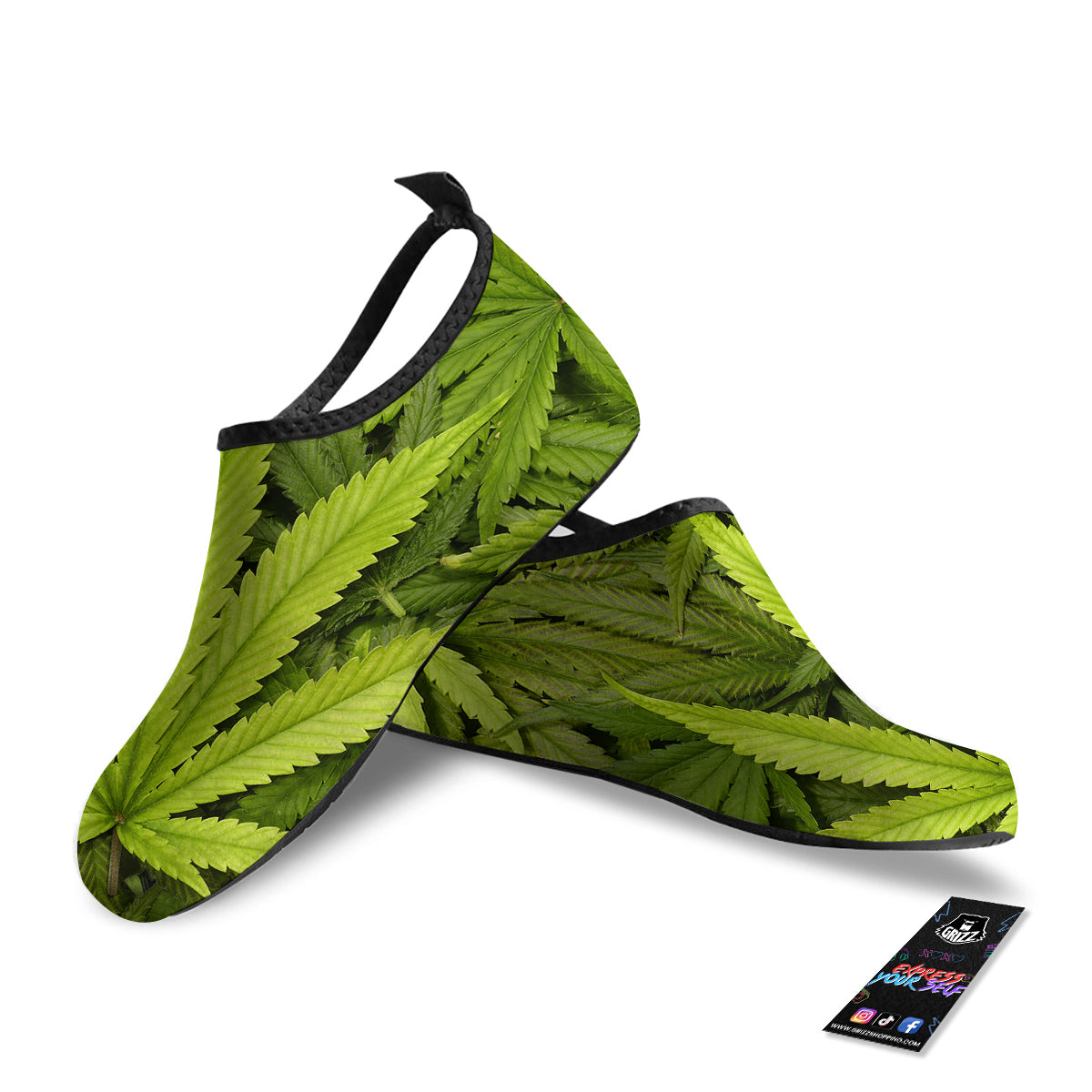 Texture Cannabis Print Water Shoes-grizzshop