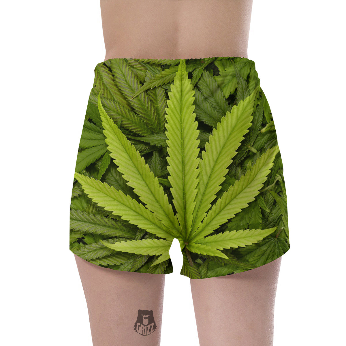 Texture Cannabis Print Women's Shorts-grizzshop