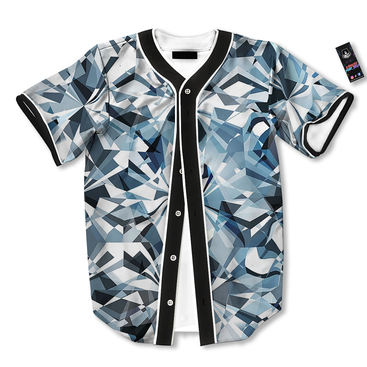 Texture Diamond Print Baseball Jersey-grizzshop