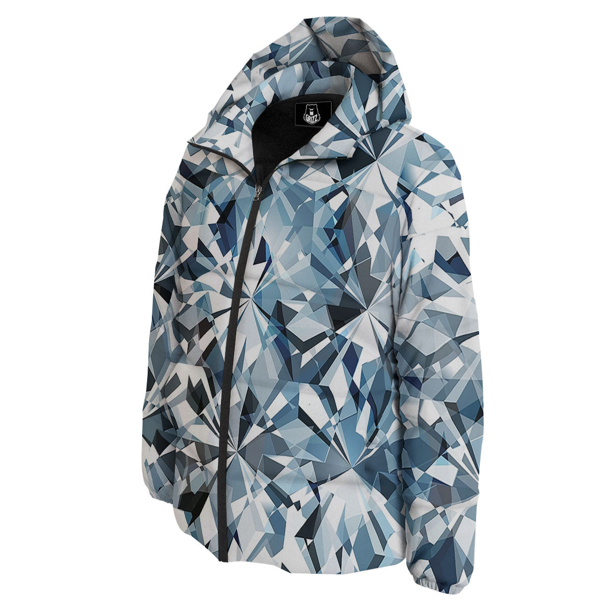 Texture Diamond Print Down Jacket-grizzshop