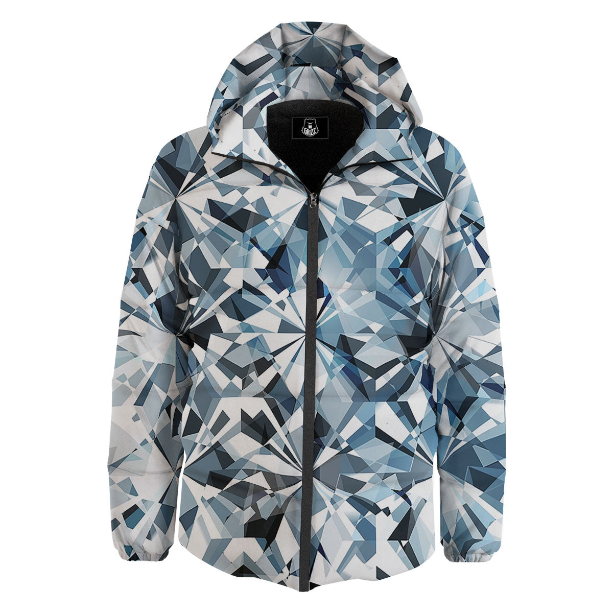 Texture Diamond Print Down Jacket-grizzshop