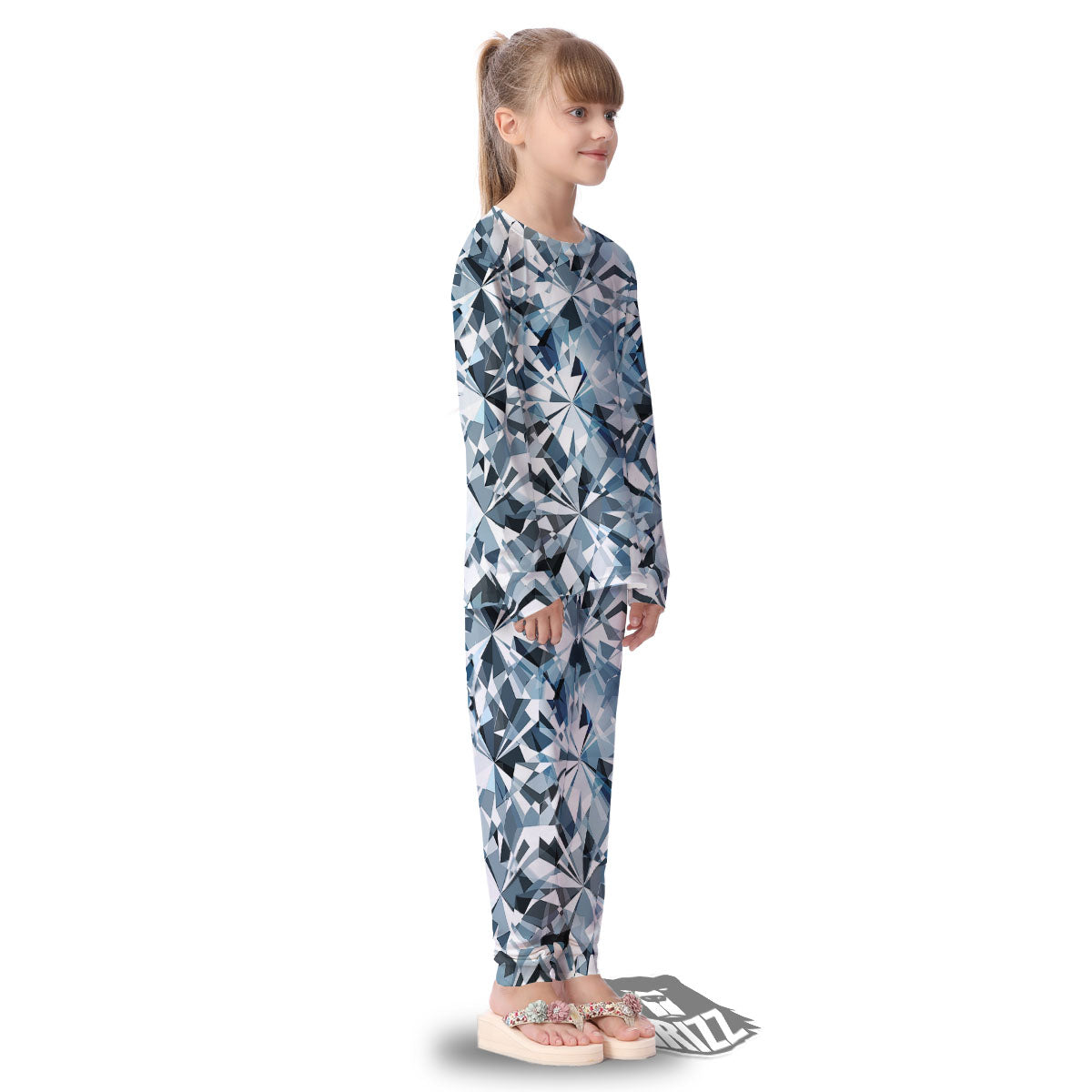 Texture Diamond Print Kid's Pajamas-grizzshop