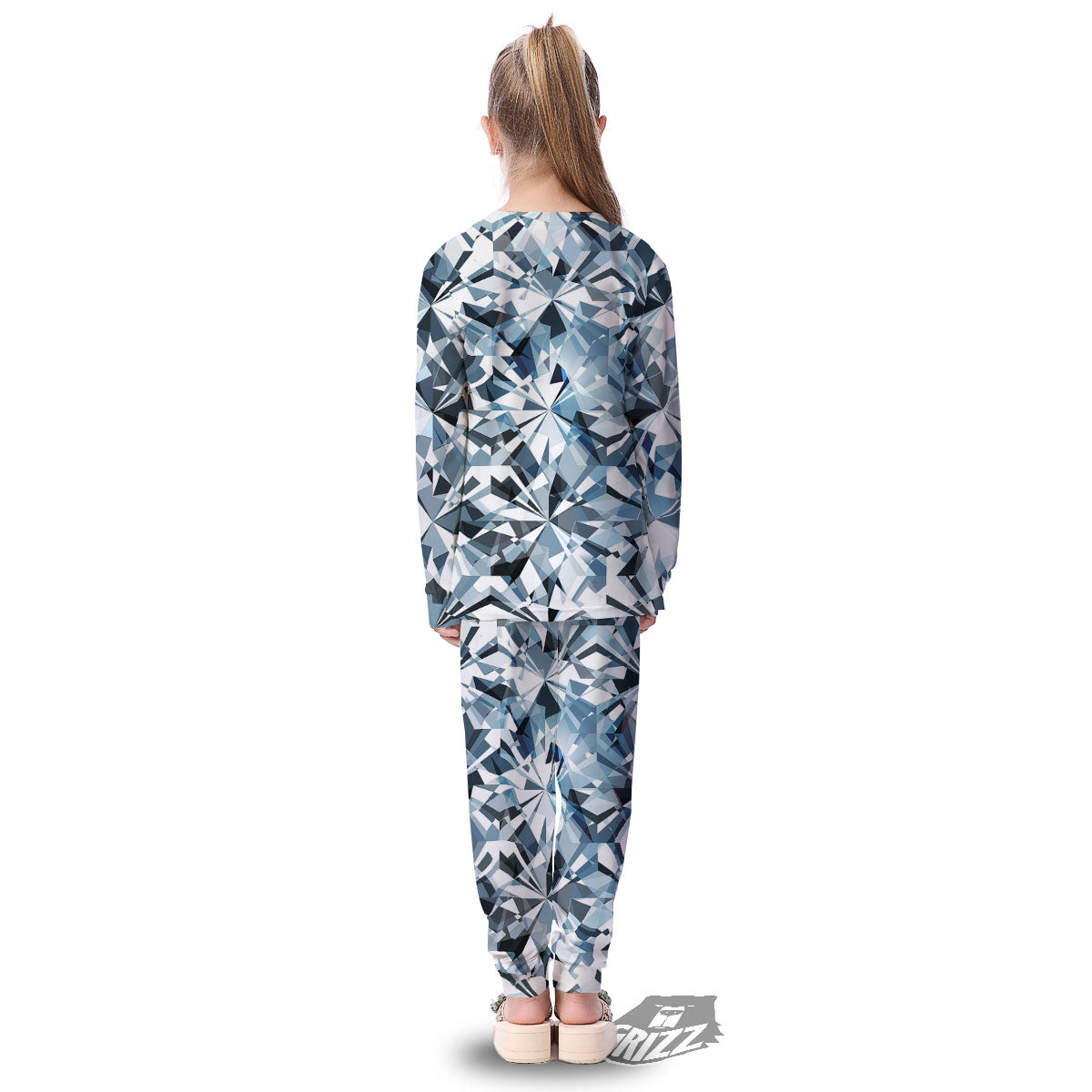Texture Diamond Print Kid's Pajamas-grizzshop