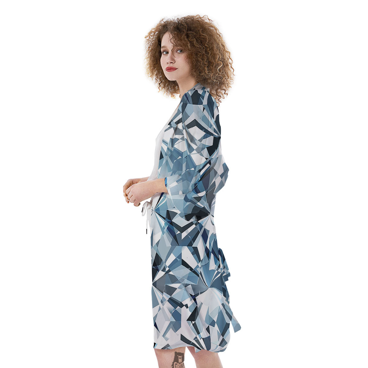 Texture Diamond Print Kimono-grizzshop