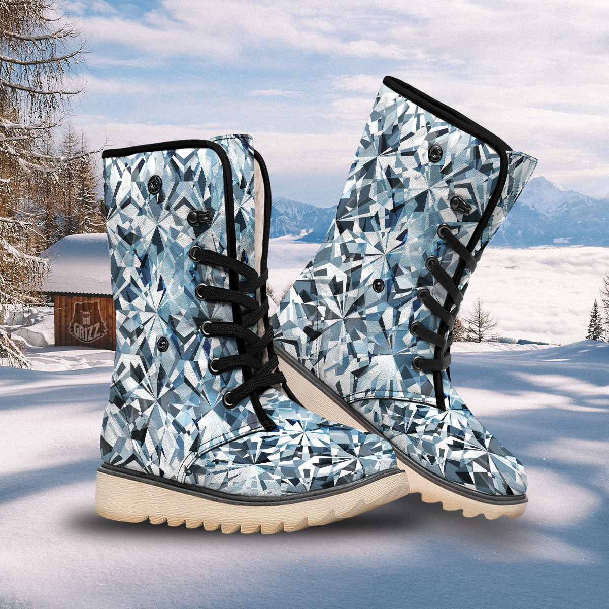 Texture Diamond Print Snow Boots-grizzshop