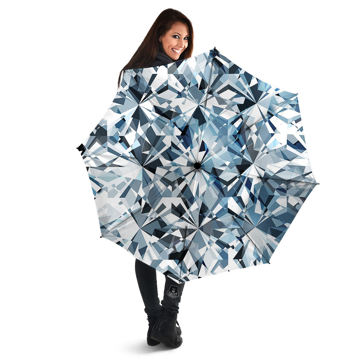 Texture Diamond Print Umbrella-grizzshop