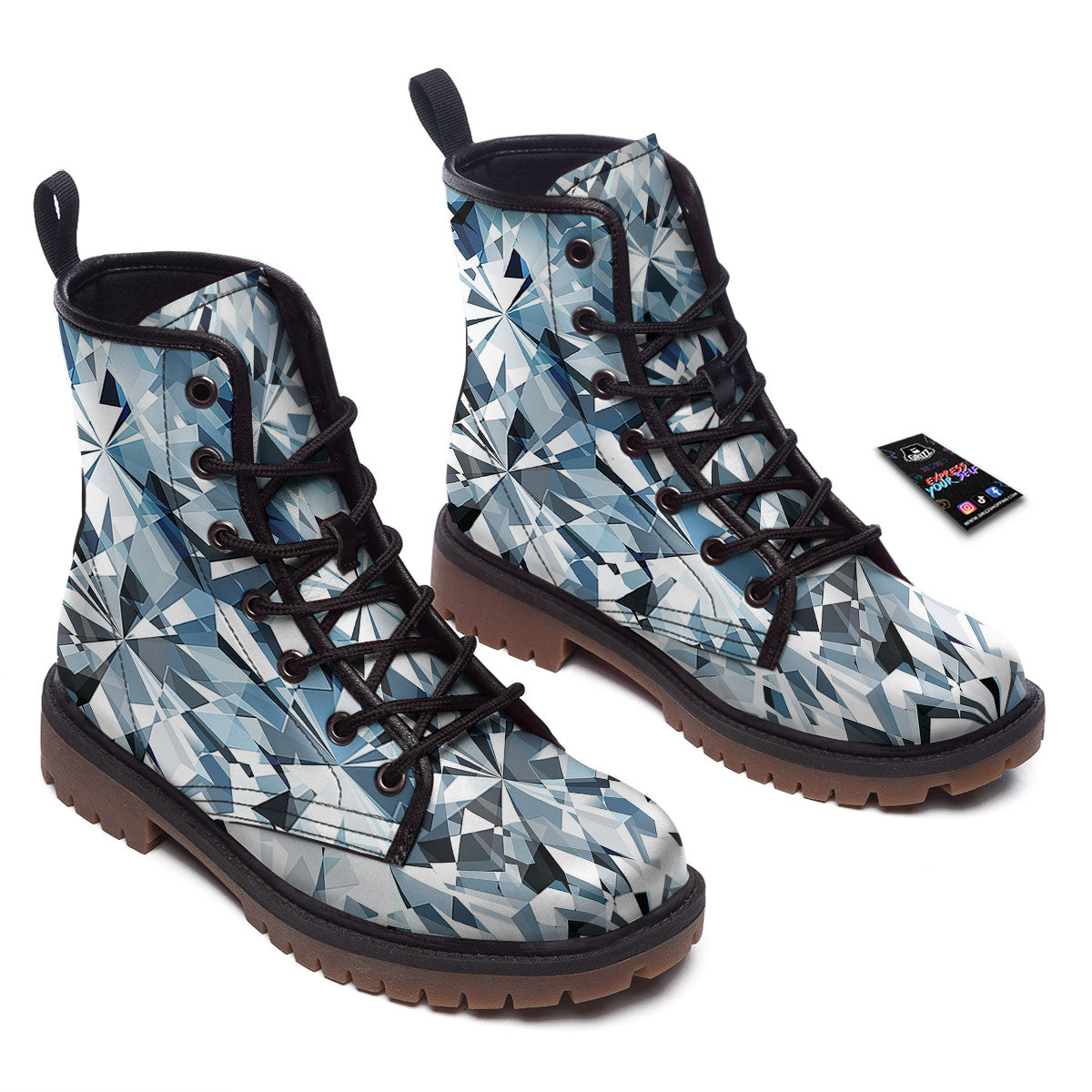 Texture Diamond Print Work Boots-grizzshop