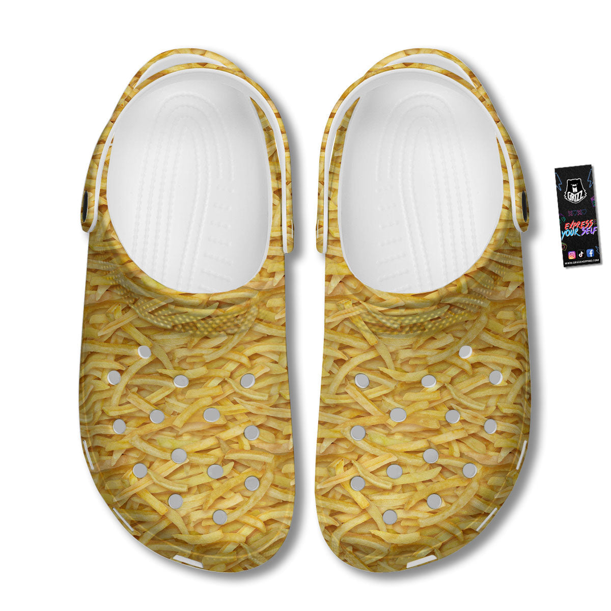 Texture French Fries Print Clog-grizzshop