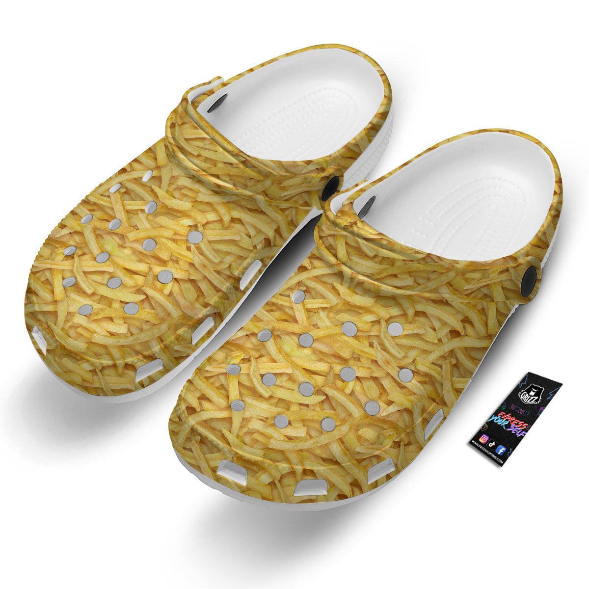 Texture French Fries Print Clog-grizzshop