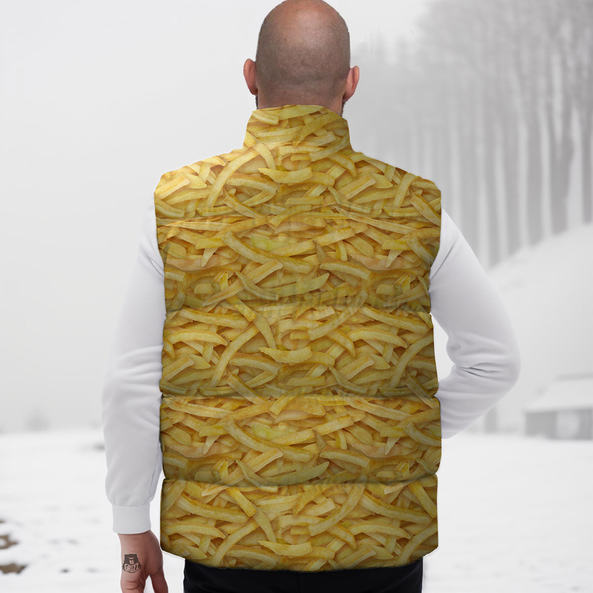 Texture French Fries Print Down Vest