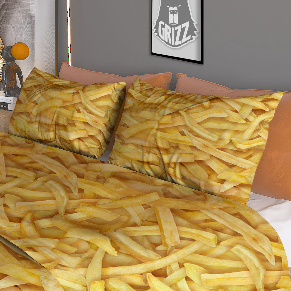 Texture French Fries Print Duvet Cover Bedding Set