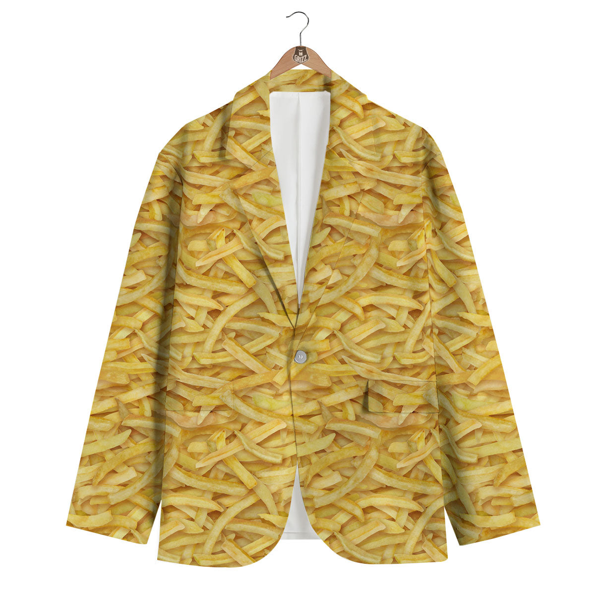 Texture French Fries Print Men's Blazer-grizzshop