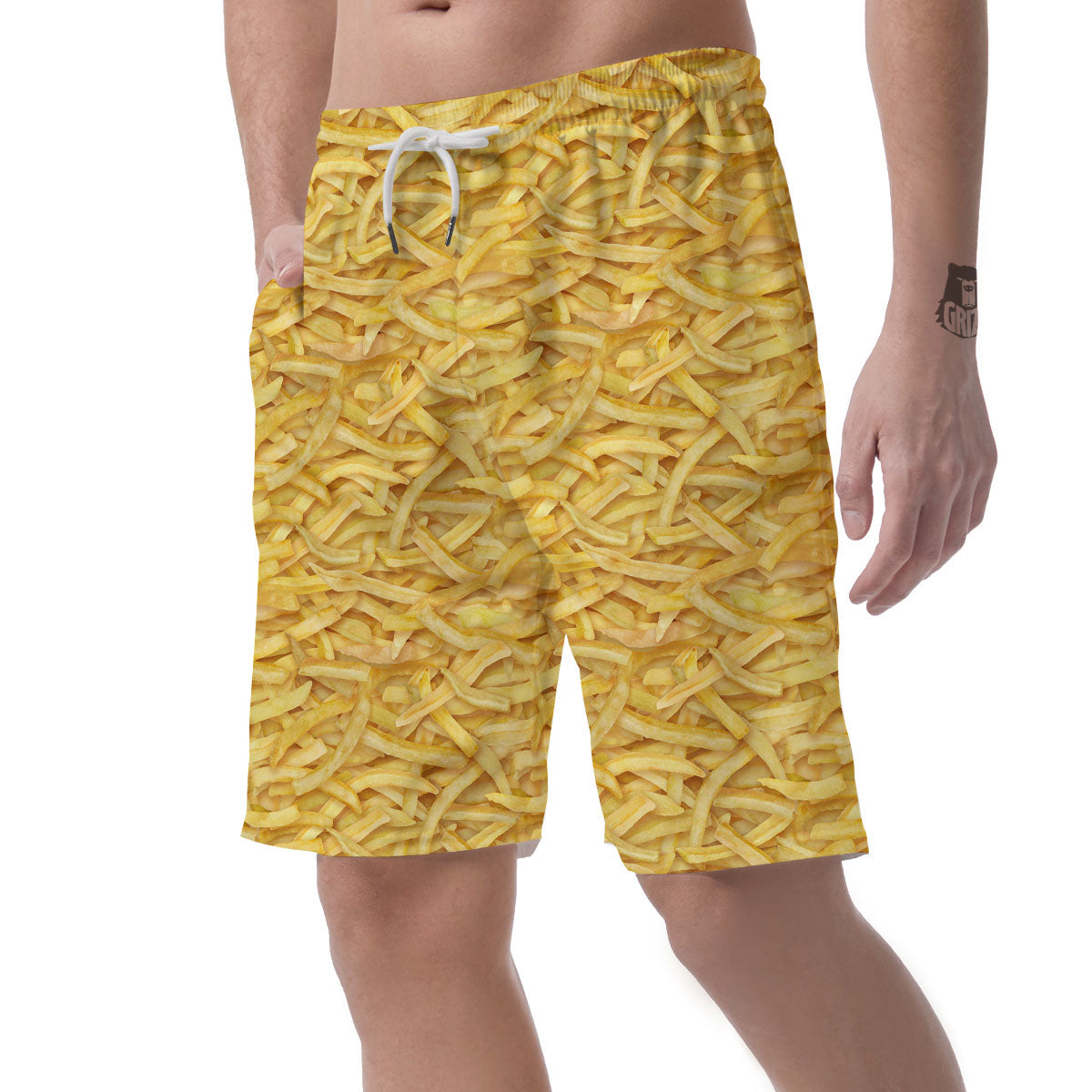 Texture French Fries Print Men's Shorts-grizzshop