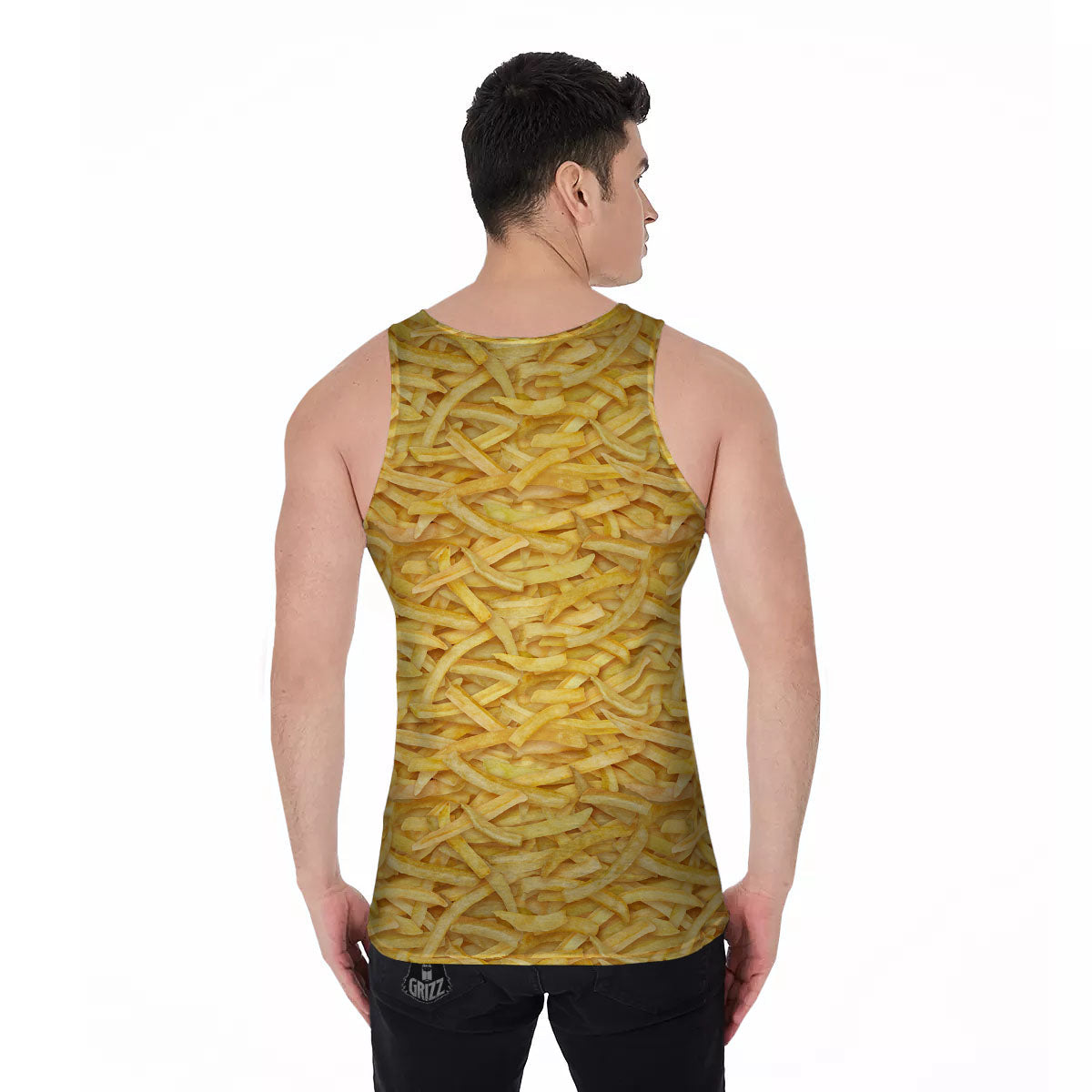 Texture French Fries Print Men's Tank Top-grizzshop
