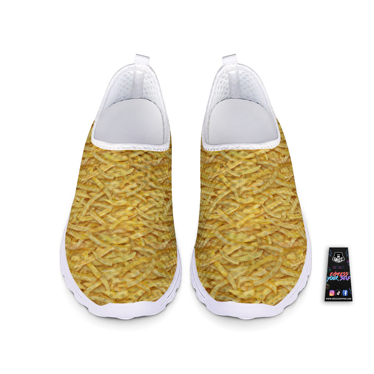 Texture French Fries Print Nurse Shoes-grizzshop
