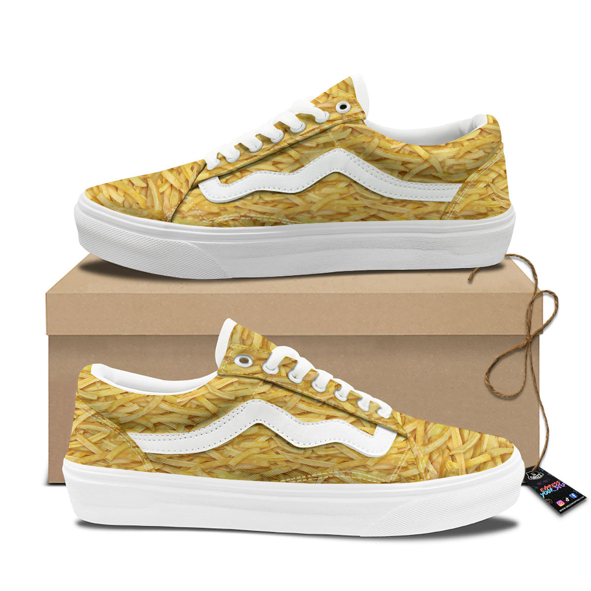 Texture French Fries Print Skate Shoes-grizzshop
