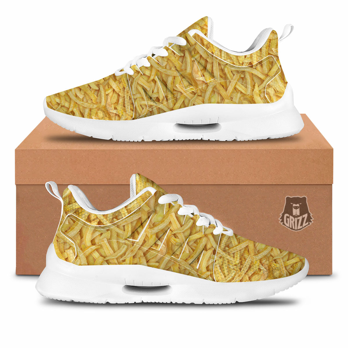 Texture French Fries Print Tennis Shoes-grizzshop