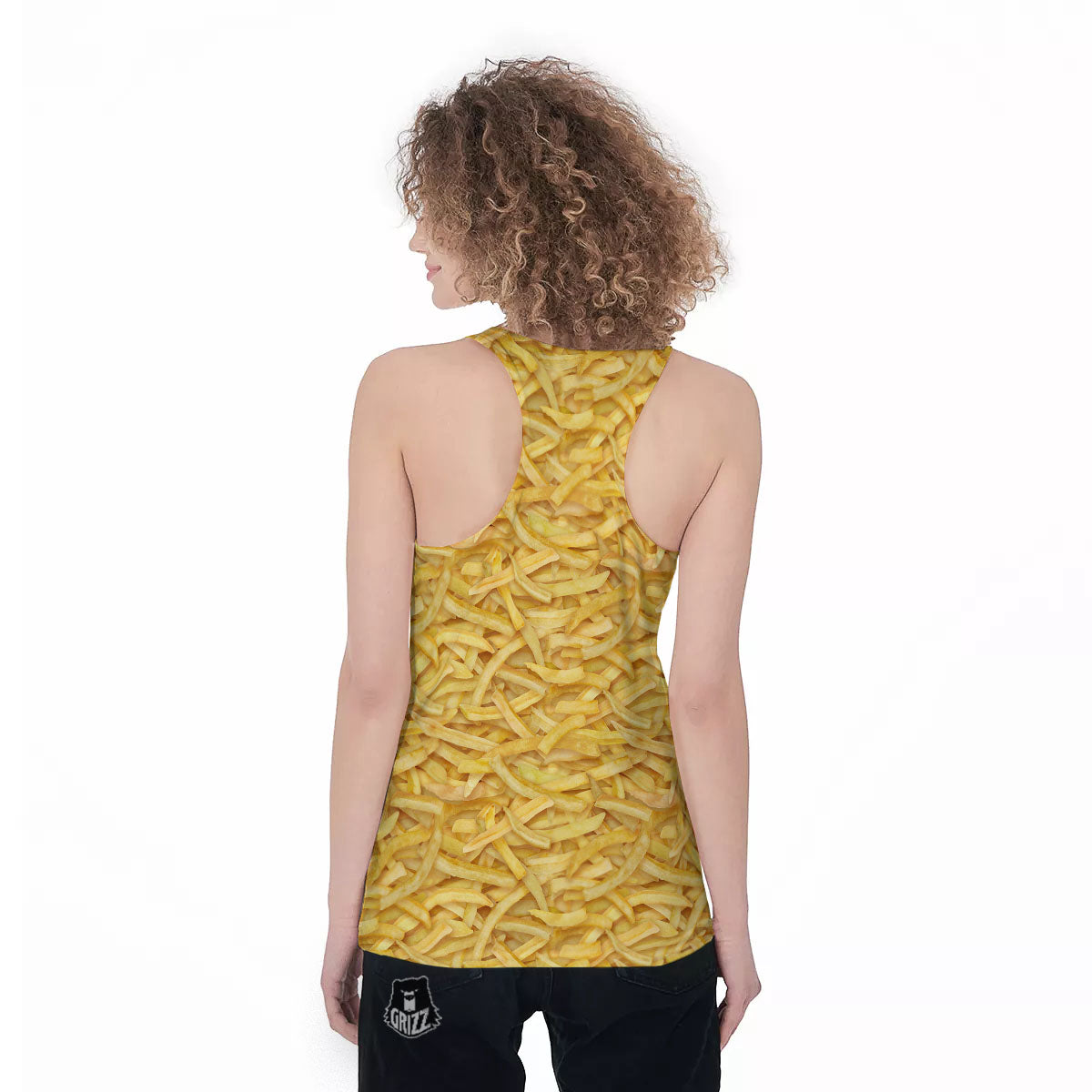 Texture French Fries Print Women's Racerback Tank Top-grizzshop