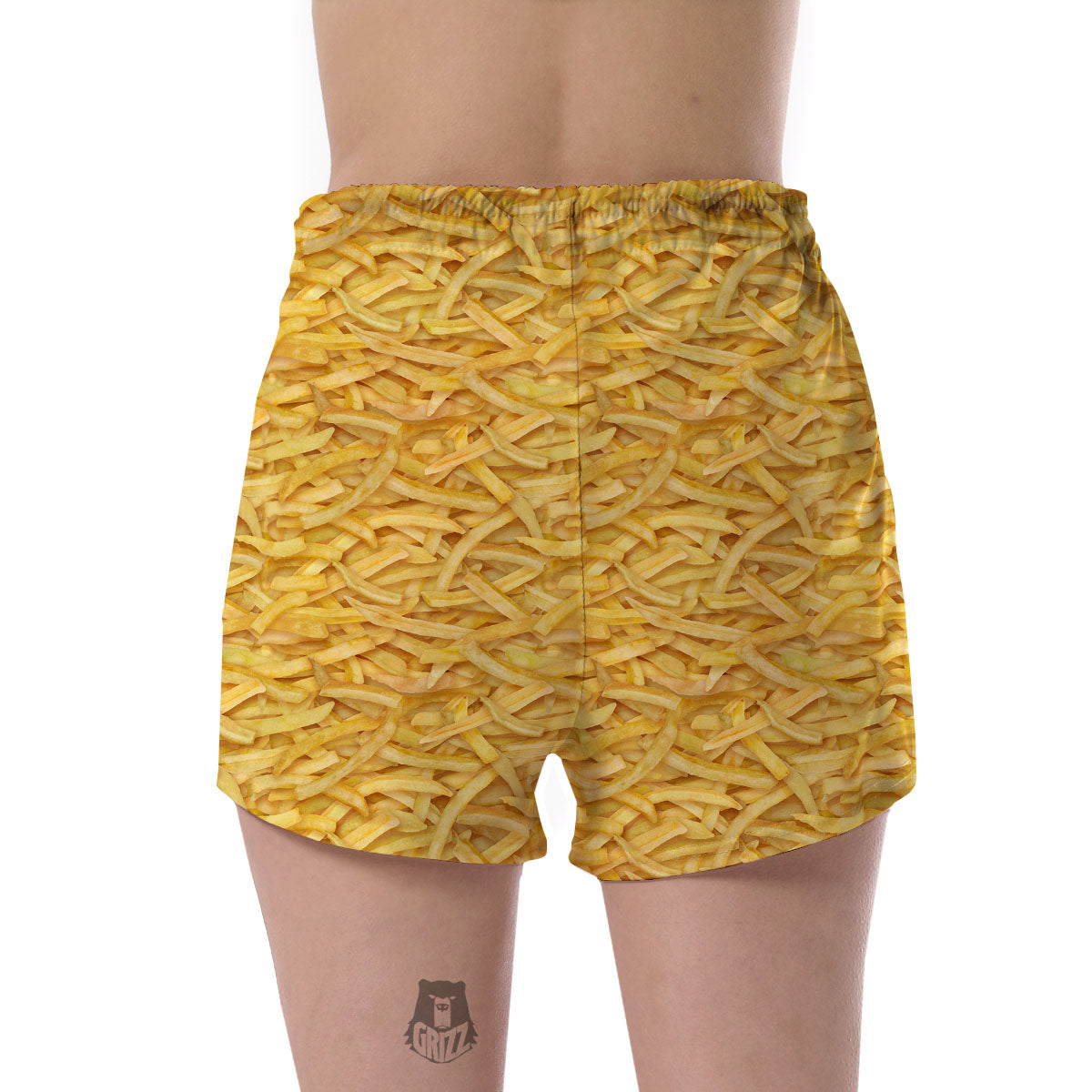 Texture French Fries Print Women's Shorts-grizzshop
