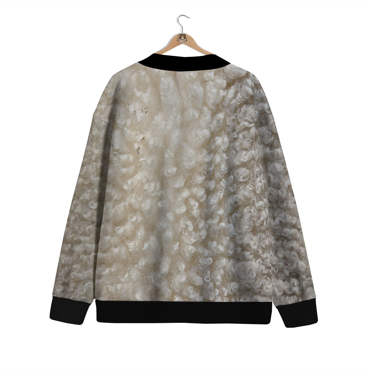 Texture Fur Sheep Print Cardigan-grizzshop