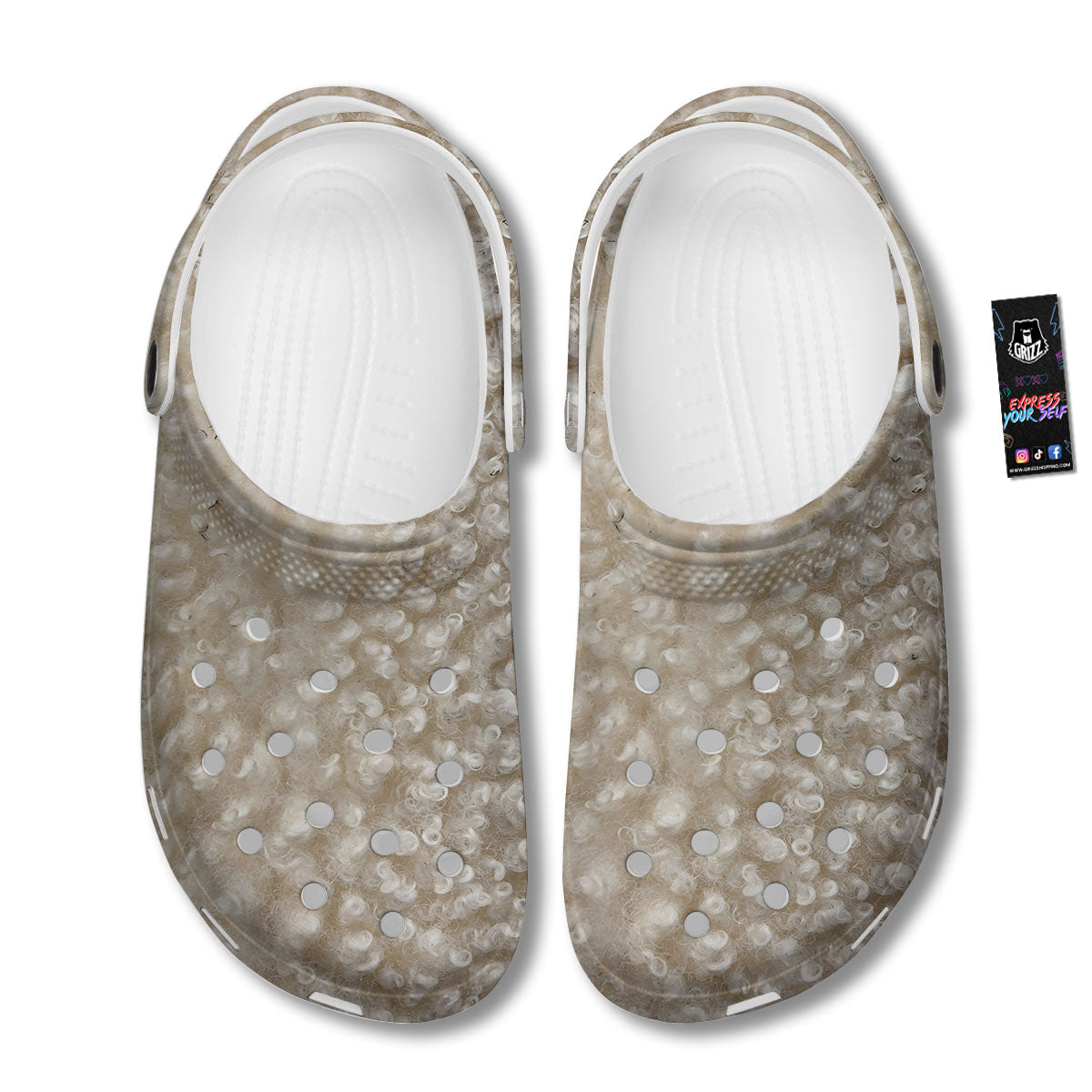 Texture Fur Sheep Print Clog-grizzshop