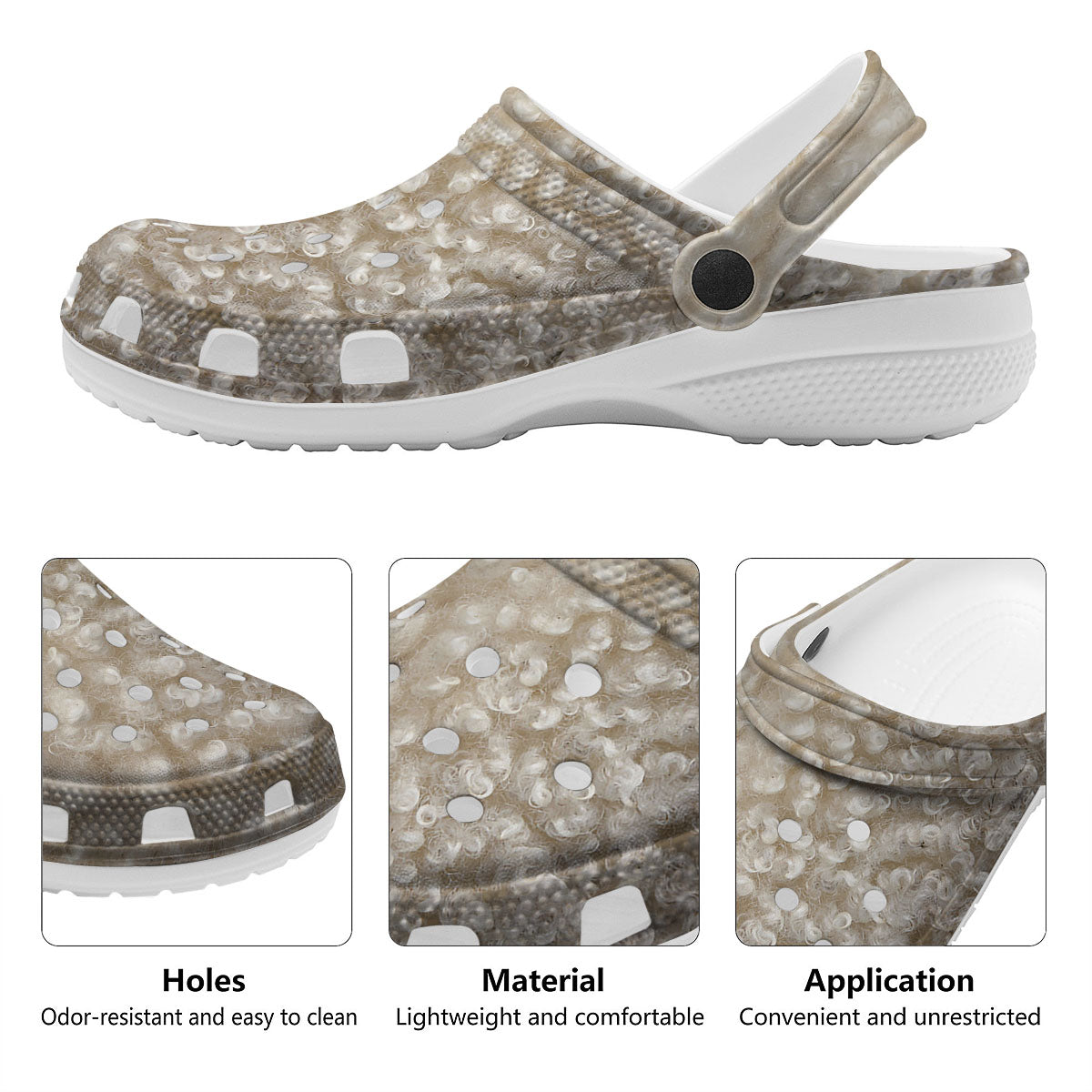 Texture Fur Sheep Print Clog-grizzshop