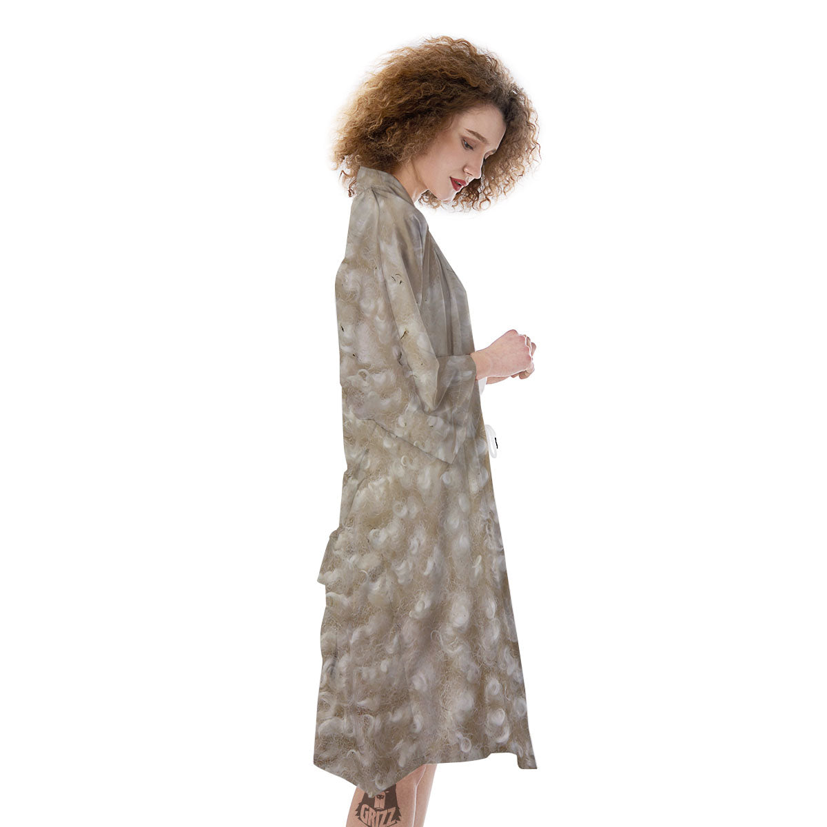 Texture Fur Sheep Print Kimono-grizzshop