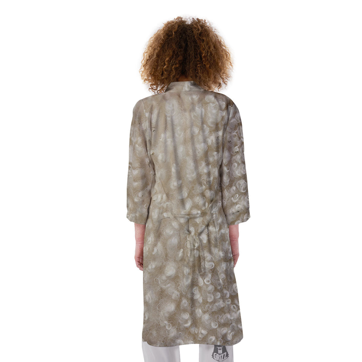 Texture Fur Sheep Print Kimono-grizzshop