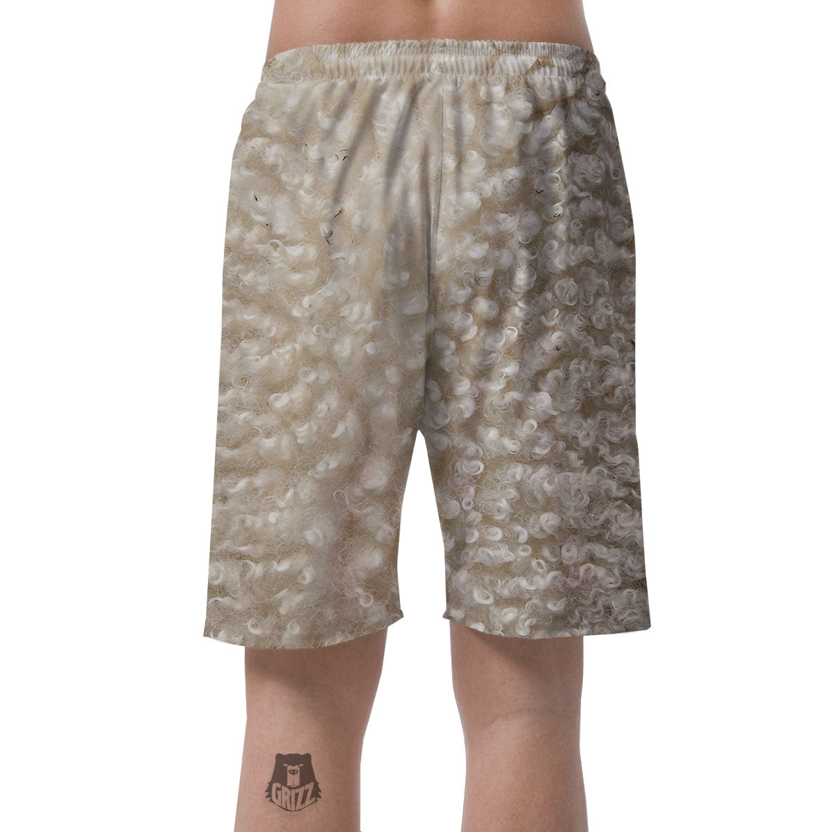Texture Fur Sheep Print Men's Shorts-grizzshop