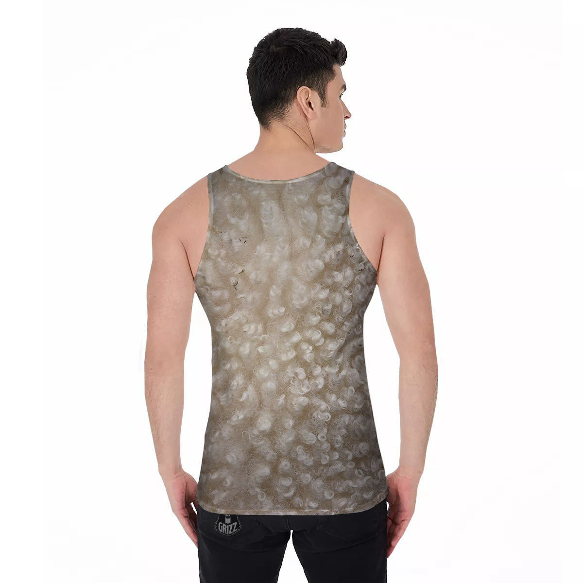 Texture Fur Sheep Print Men's Tank Top-grizzshop