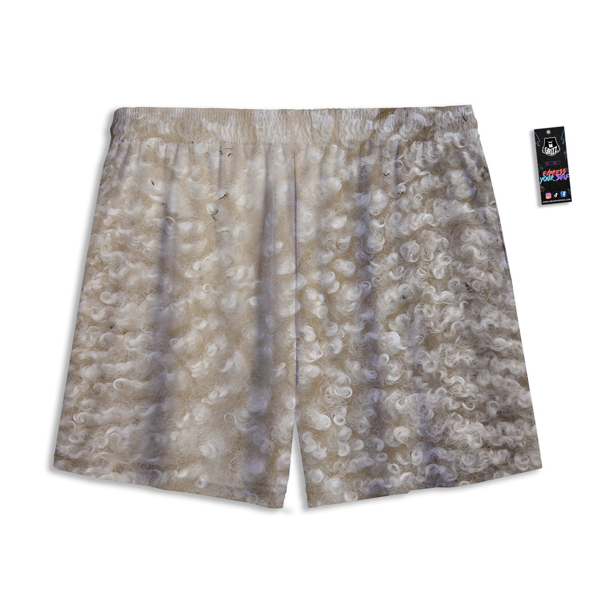 Texture Fur Sheep Print Mesh Shorts