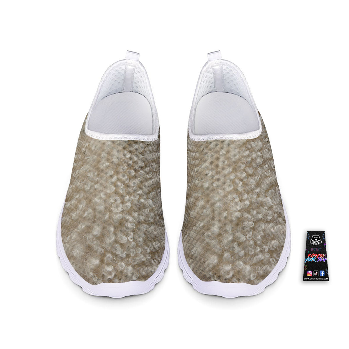 Texture Fur Sheep Print Nurse Shoes-grizzshop