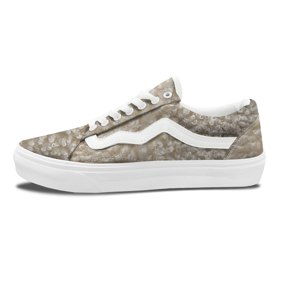 Texture Fur Sheep Print Skate Shoes-grizzshop
