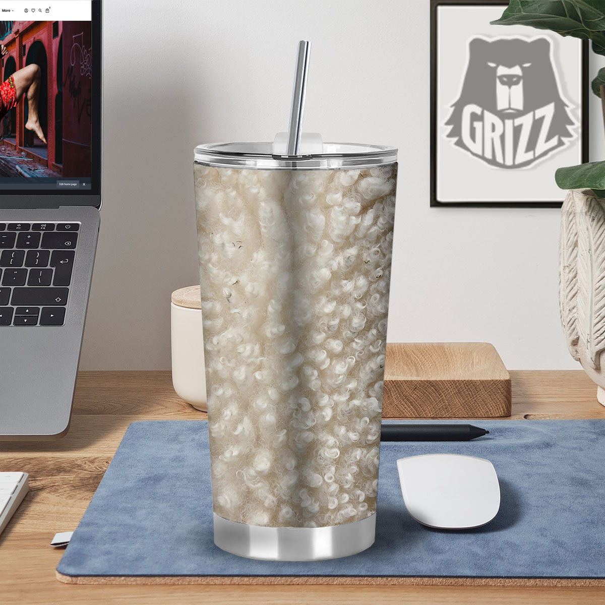 Texture Fur Sheep Print Tumbler-grizzshop