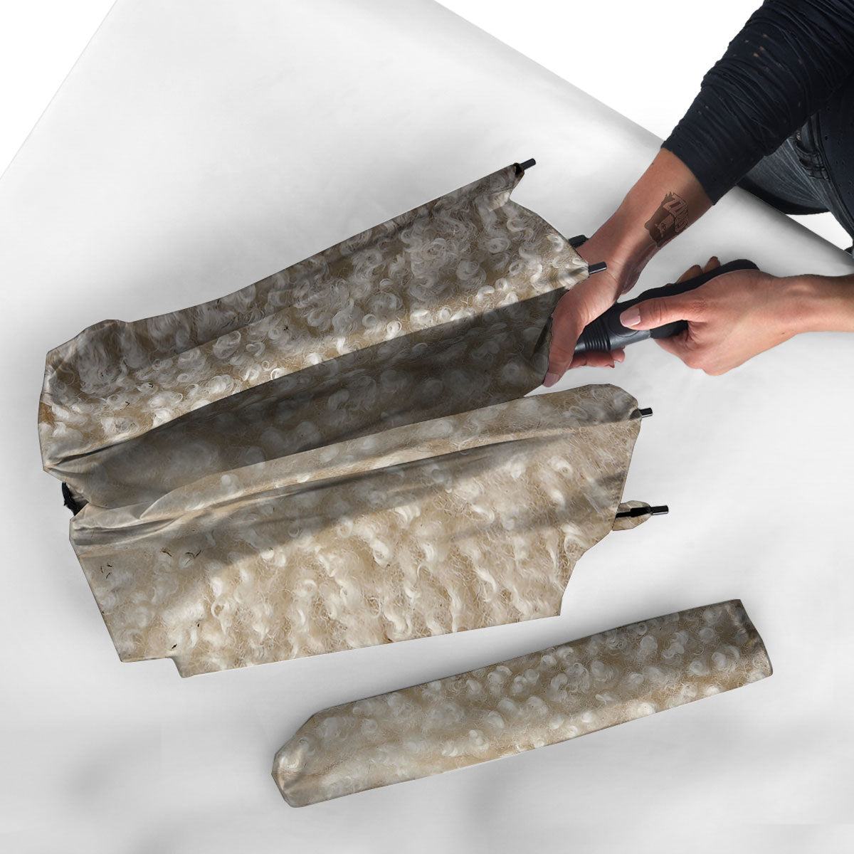 Texture Fur Sheep Print Umbrella-grizzshop