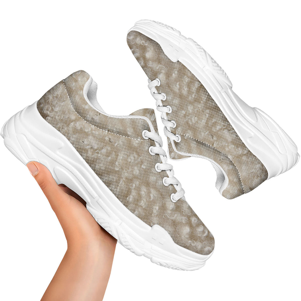 Texture Fur Sheep Print White Chunky Shoes-grizzshop