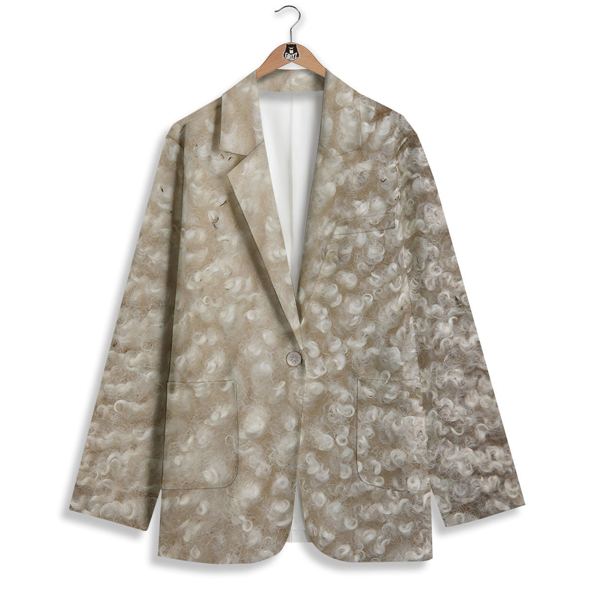 Texture Fur Sheep Print Women's Blazer-grizzshop