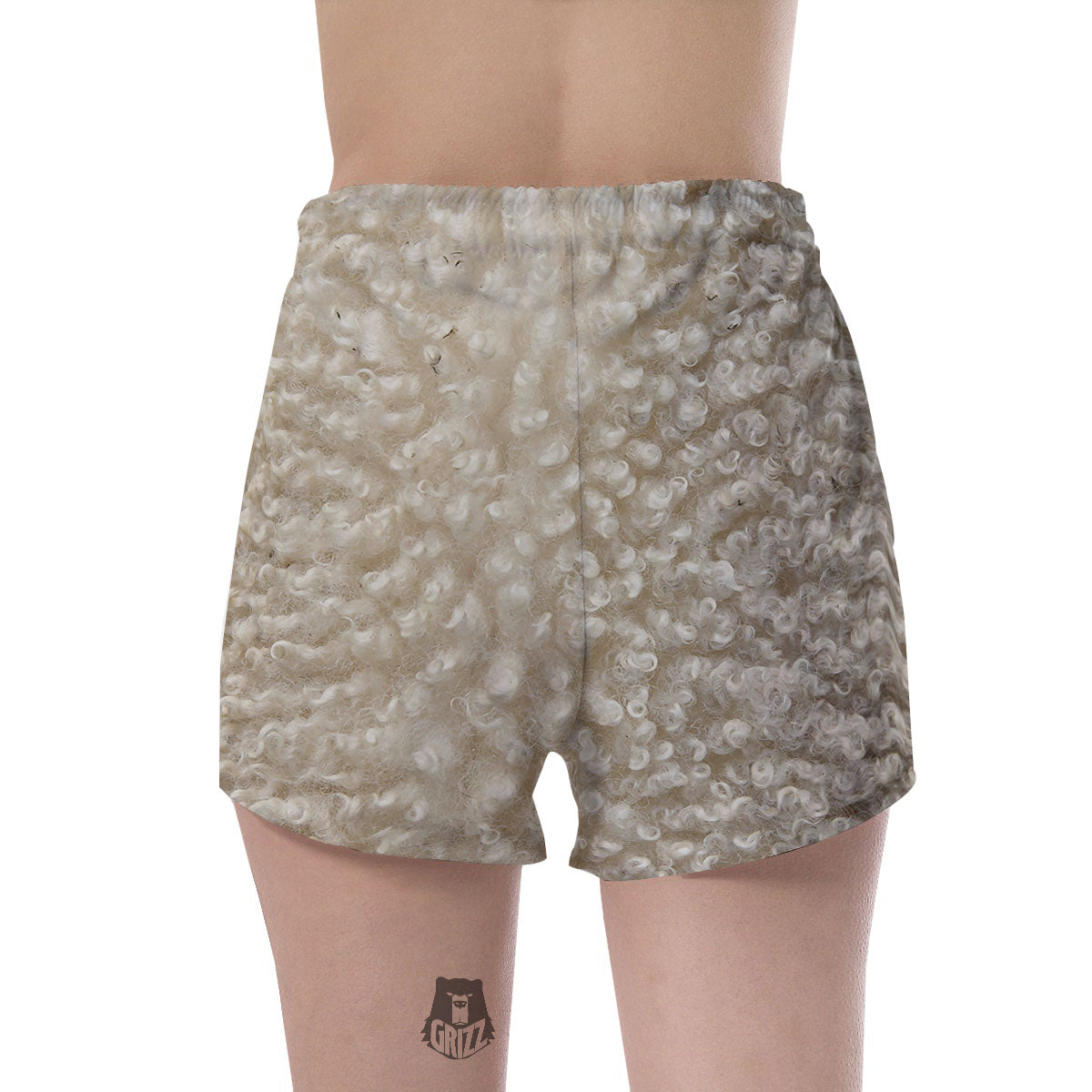 Texture Fur Sheep Print Women's Shorts-grizzshop